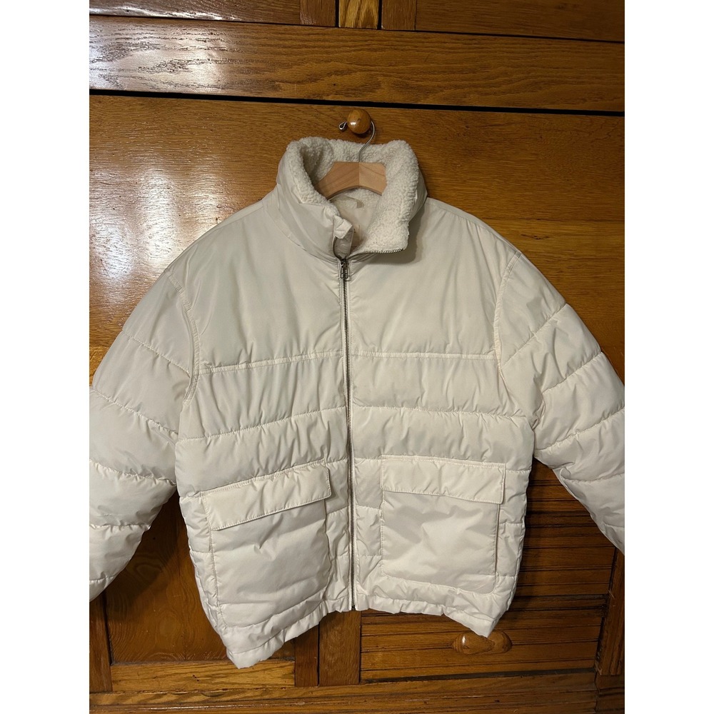 Universal Thread Granola Gorpcore Cream White Puffer Jacket Sherpa Collar Medium
